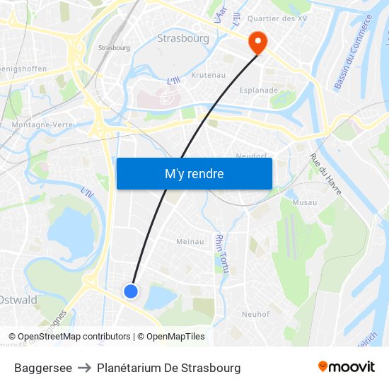 Baggersee to Planétarium De Strasbourg map