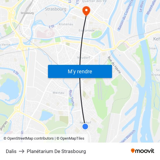 Dalis to Planétarium De Strasbourg map