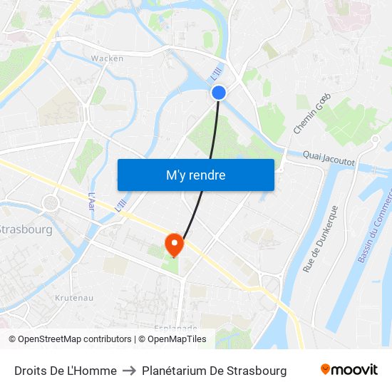 Droits De L'Homme to Planétarium De Strasbourg map