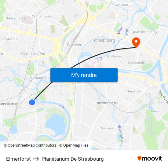 Elmerforst to Planétarium De Strasbourg map