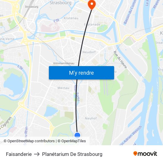 Faisanderie to Planétarium De Strasbourg map