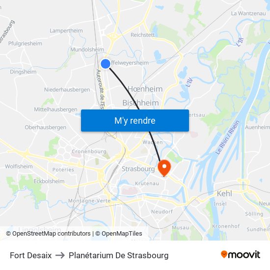 Fort Desaix to Planétarium De Strasbourg map