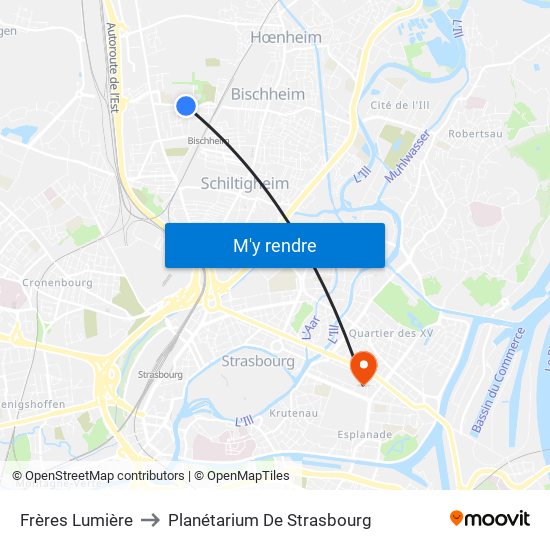 Frères Lumière to Planétarium De Strasbourg map