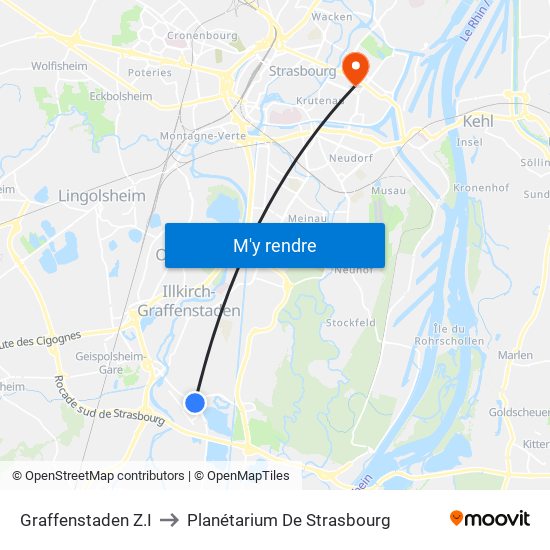 Graffenstaden Z.I to Planétarium De Strasbourg map