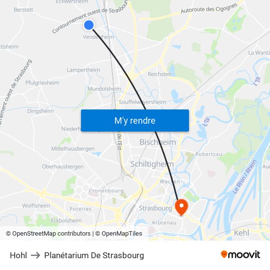 Hohl to Planétarium De Strasbourg map