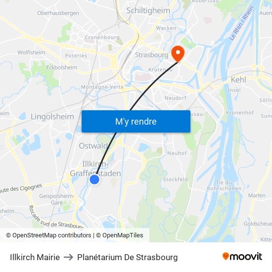 Illkirch Mairie to Planétarium De Strasbourg map