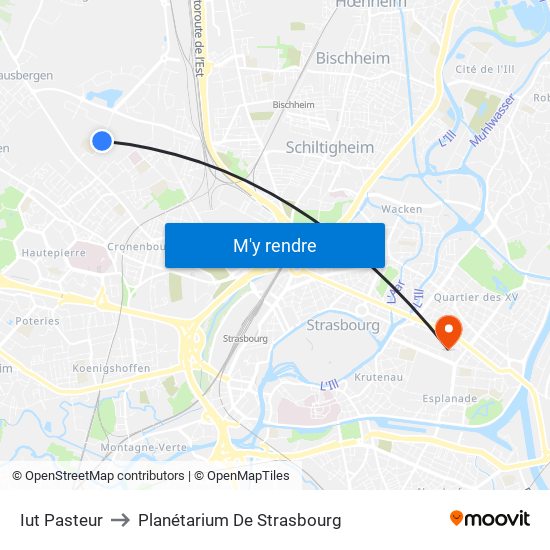 Iut  Pasteur to Planétarium De Strasbourg map