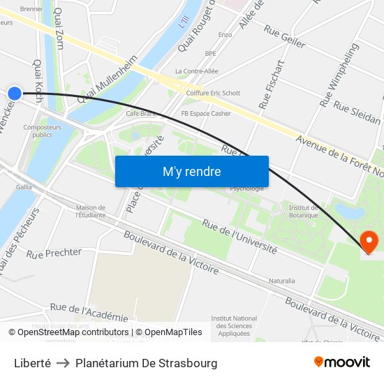 Liberté to Planétarium De Strasbourg map