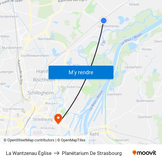 La Wantzenau Église to Planétarium De Strasbourg map