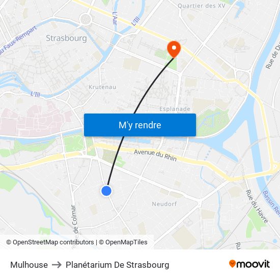 Mulhouse to Planétarium De Strasbourg map