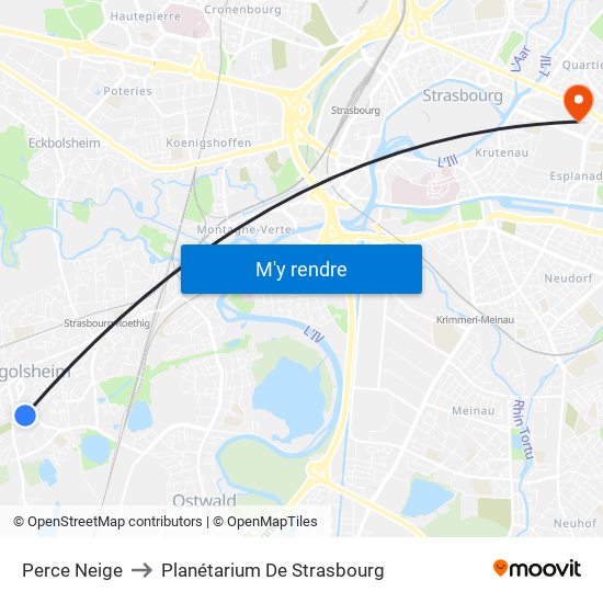 Perce Neige to Planétarium De Strasbourg map