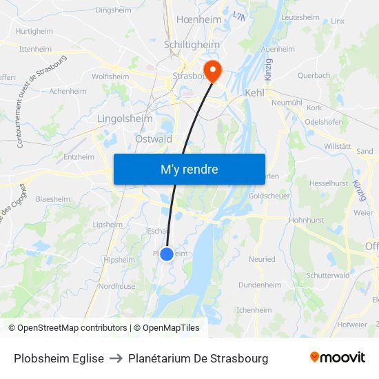 Plobsheim Eglise to Planétarium De Strasbourg map