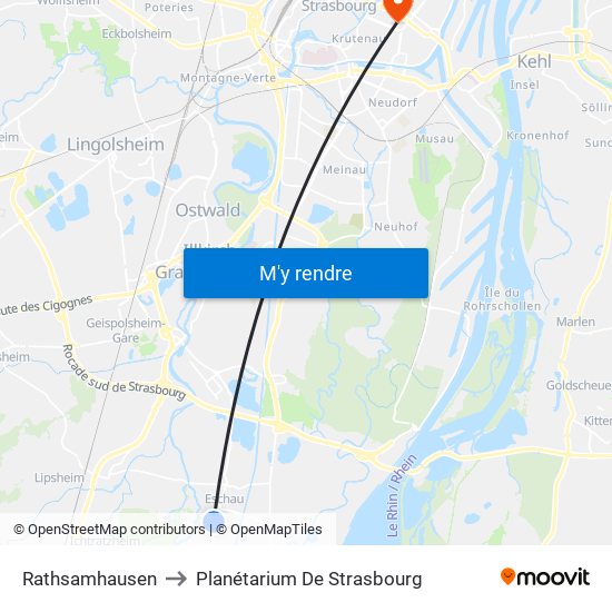 Rathsamhausen to Planétarium De Strasbourg map