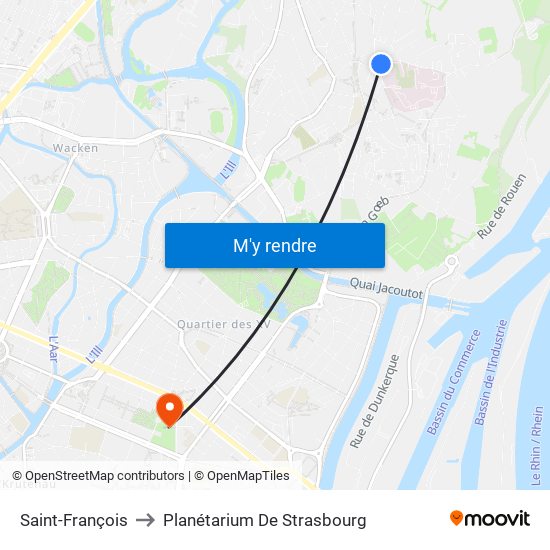 Saint-François to Planétarium De Strasbourg map