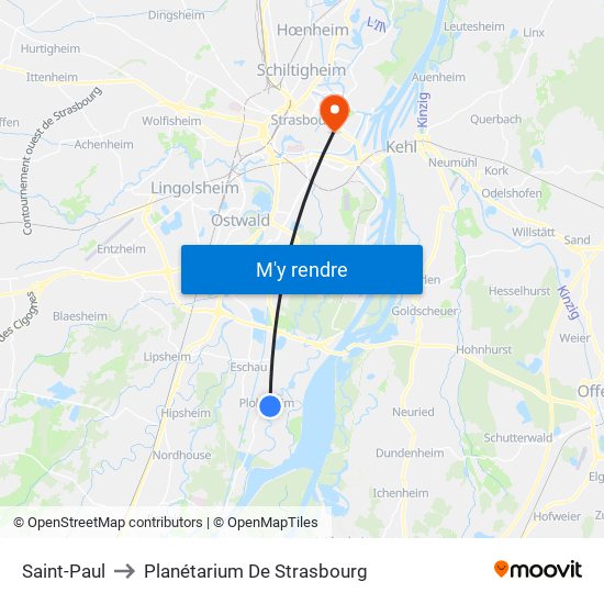 Saint-Paul to Planétarium De Strasbourg map