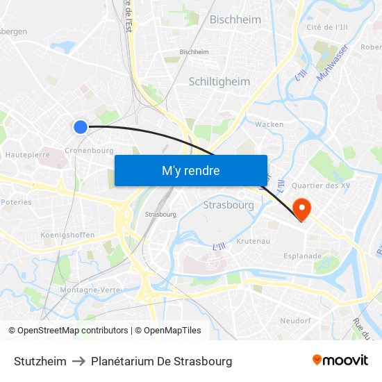 Stutzheim to Planétarium De Strasbourg map