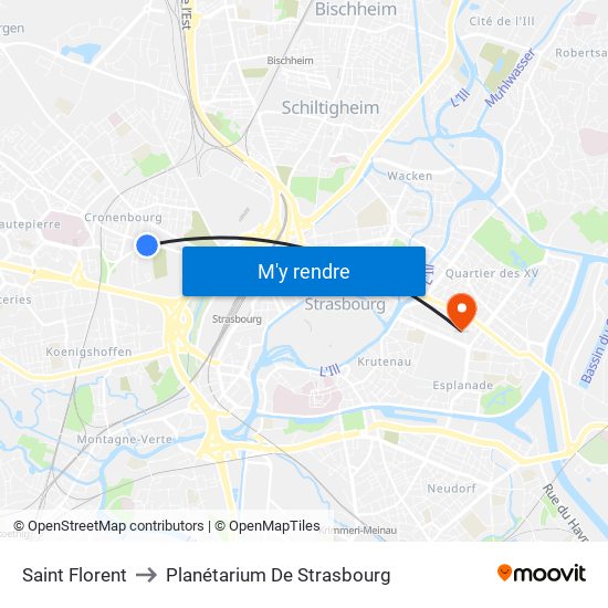 Saint Florent to Planétarium De Strasbourg map