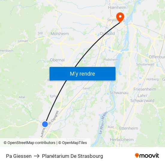 Pa Giessen to Planétarium De Strasbourg map