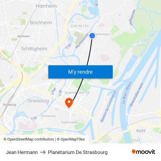 Jean Hermann to Planétarium De Strasbourg map