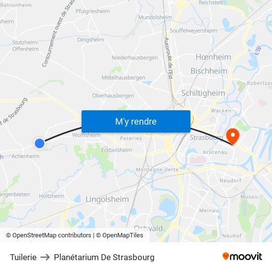 Tuilerie to Planétarium De Strasbourg map