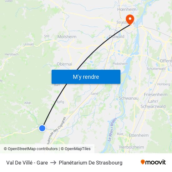Val De Villé - Gare to Planétarium De Strasbourg map