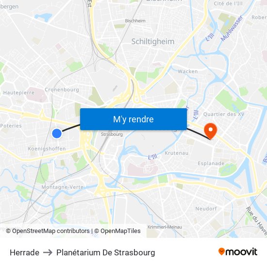 Herrade to Planétarium De Strasbourg map