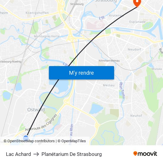 Lac Achard to Planétarium De Strasbourg map