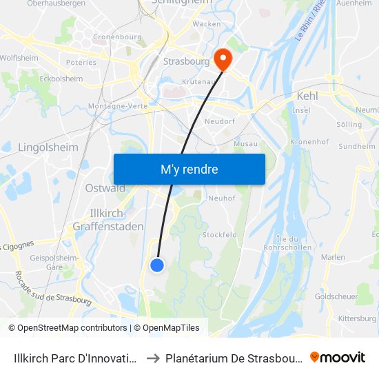 Illkirch Parc D'Innovation to Planétarium De Strasbourg map