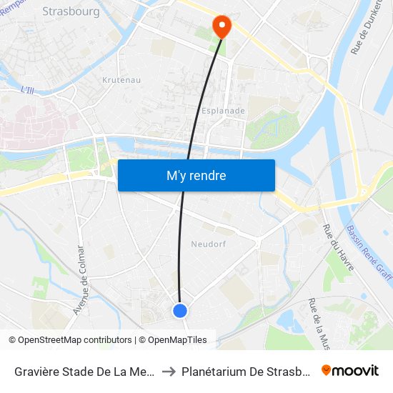 Gravière Stade De La Meinau to Planétarium De Strasbourg map
