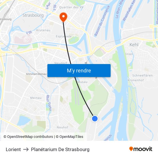 Lorient to Planétarium De Strasbourg map