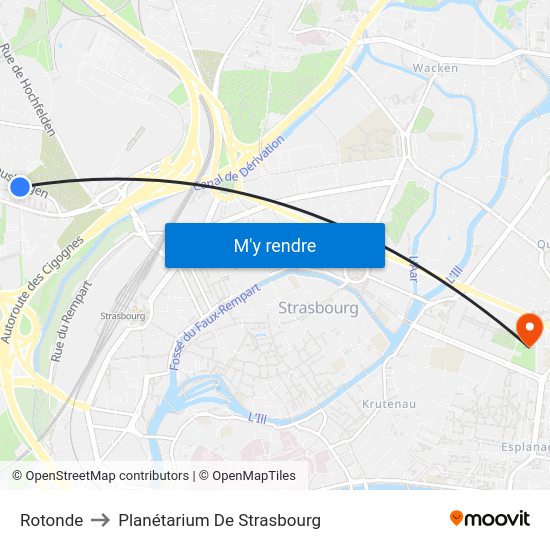 Rotonde to Planétarium De Strasbourg map