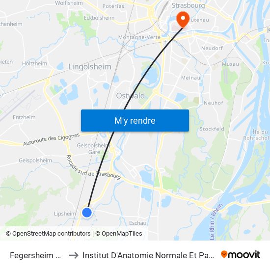 Fegersheim Mairie to Institut D'Anatomie Normale Et Pathologique map