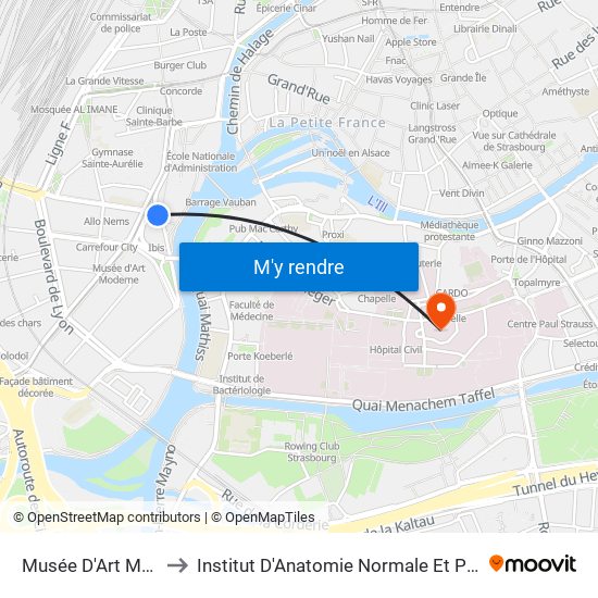Musée D'Art Moderne to Institut D'Anatomie Normale Et Pathologique map