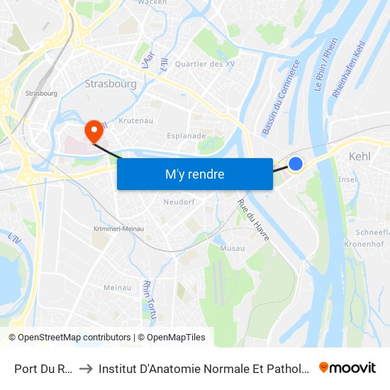 Port Du Rhin to Institut D'Anatomie Normale Et Pathologique map