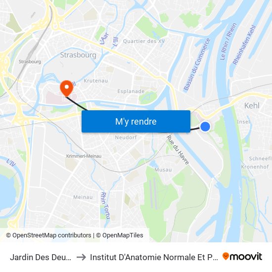 Jardin Des Deux Rives to Institut D'Anatomie Normale Et Pathologique map