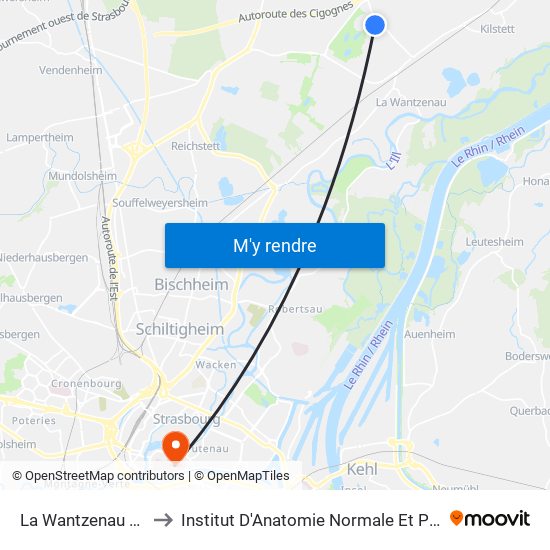 La Wantzenau Le Golf to Institut D'Anatomie Normale Et Pathologique map