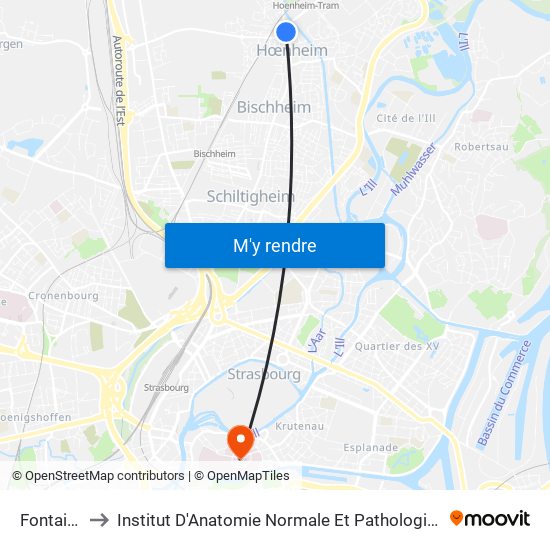Fontaine to Institut D'Anatomie Normale Et Pathologique map