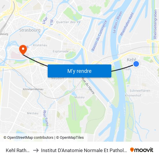 Kehl Rathaus to Institut D'Anatomie Normale Et Pathologique map