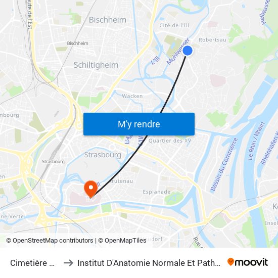 Cimetière Nord to Institut D'Anatomie Normale Et Pathologique map