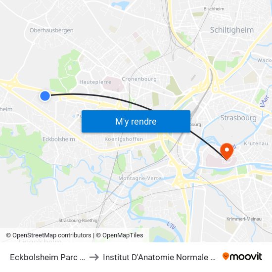 Eckbolsheim Parc D'Activités to Institut D'Anatomie Normale Et Pathologique map