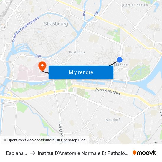 Esplanade to Institut D'Anatomie Normale Et Pathologique map