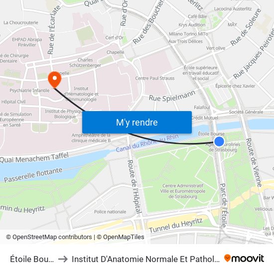 Étoile Bourse to Institut D'Anatomie Normale Et Pathologique map