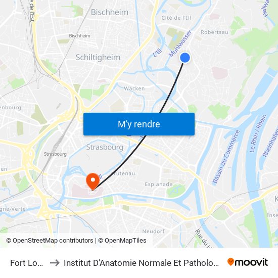 Fort Louis to Institut D'Anatomie Normale Et Pathologique map