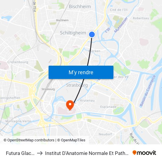 Futura Glacière to Institut D'Anatomie Normale Et Pathologique map