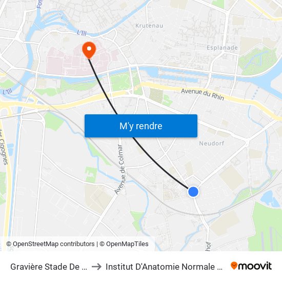 Gravière Stade De La Meinau to Institut D'Anatomie Normale Et Pathologique map