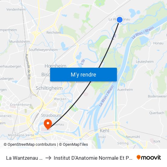 La Wantzenau Mairie to Institut D'Anatomie Normale Et Pathologique map