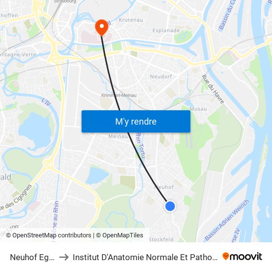Neuhof Eglise to Institut D'Anatomie Normale Et Pathologique map