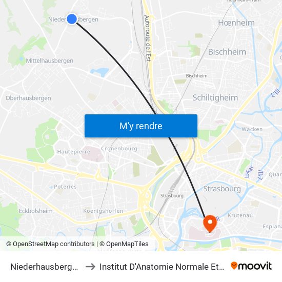 Niederhausbergen Mairie to Institut D'Anatomie Normale Et Pathologique map