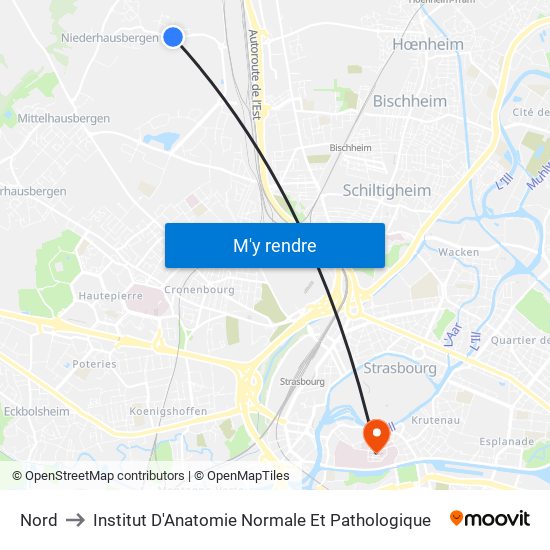 Nord to Institut D'Anatomie Normale Et Pathologique map