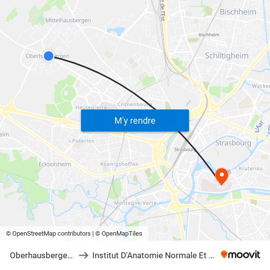 Oberhausbergen Mairie to Institut D'Anatomie Normale Et Pathologique map